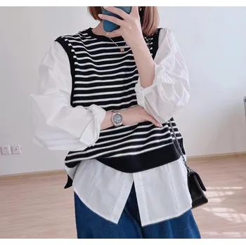 Košile s vestou L55143 barva: modrá