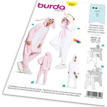 Střih Burda 2351 - Jednorožec, zajíc