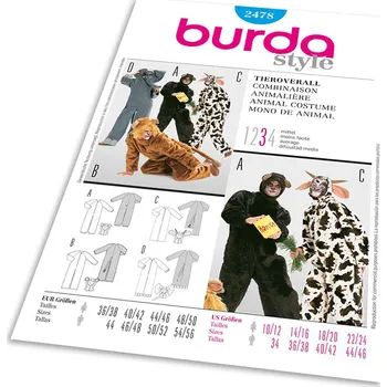 Střih Burda 2478 - Medvěd, lev, slon, kráva