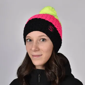 Čepice SWAM Zimní čepice KULICH s bambulí - růžová