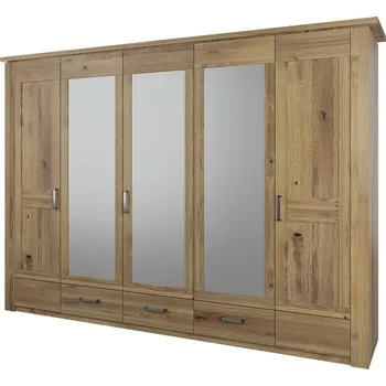 Šatní skříň Lago Skříň 5D se zásuvkami, dub, barva přírodní dub, rozměr 311x220x60cm