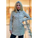 Dámský béžový kožený kabátek - prodloužená oversize košile G2WMiha Velikost XL