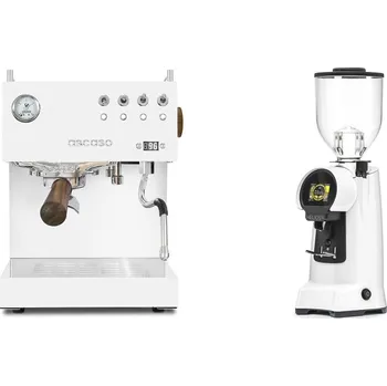 Kávovar Ascaso Steel DUO PID, White&Wood + Eureka Helios 65, white