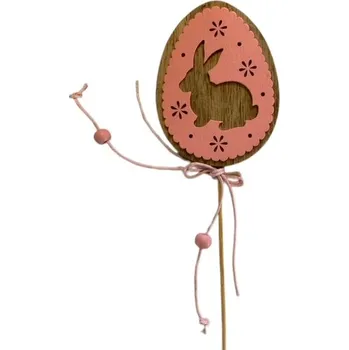 Velikonoční dekorace Dekorace zápich Vejce výřez zajíc růžové