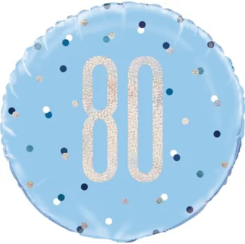 Fóliový balónek číslo 80 narozeniny, Glitz blue 18 palců