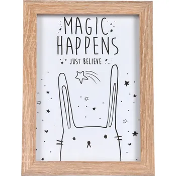 Plakát Homea Dětský obrázek s rámečkem králík Magic Happens 13 x 18 cm