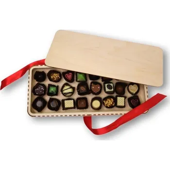 Dárková krabička (box) na pralinky – 40 ks (krabička na pralinky z překližky)