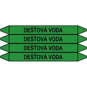 samolepka Značení potrubí, dešťová voda,4 ks, 250 × 26 mm