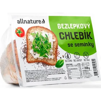 Trvanlivě pečivo Allnature Bezlepkový chlebík se semínky 350 g