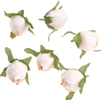 umělá květina DP Craft Květiny látkové růže ecru, 3cm 6ks