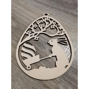 Velikonoční dekorace Dřevěná velikonoční kraslice na zavěšení č.06