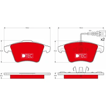 Brzdová destička Sada brzdových destiček, kotoučová brzda TRW GDB1651DTE
