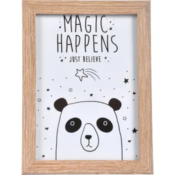 Plakát Homea Dětský obrázek s rámečkem panda Magic Happens 13 x 18 cm