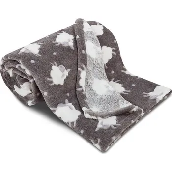 deka Sleep-well Dětská deka z mikroflanelu Sleep-well 75x100cm s OVEČKAMI - TMAVĚ ŠEDÁ