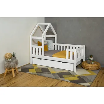 Dětská postel MAXIDO Dětská postel domeček Zara s přistýlkou 200x90 bílá (Český výrobek)