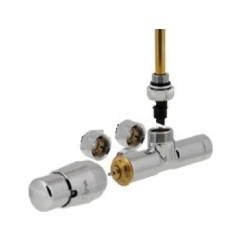 HS Unico - připojovací radiátorová armatura jednobodová levá, s termostatickou hlavicí nalevo, pro CU 15x1 - lesklý chrom