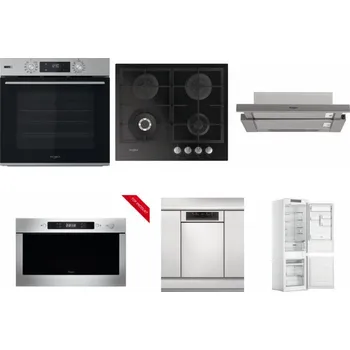 Set domácích spotřebičů WHIRLPOOL OMSK58HU1SX + WHIRLPOOL GOFL 629/NB + WHIRLPOOL AKR 5390/1 IX + WHIRLPOOL AMW 423/IX + WHIRLPOOL WSBO 3O34 PF X + WHIRLPOOL WHC18 T311