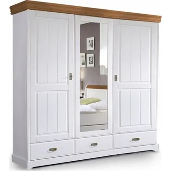 Šatní skříň Masivní 3 dveřová skříň Romero bílá