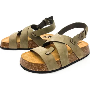 Dámské sandále Dámské kožené sandálky 636128 NOBUCK 2 KAKI Plakton Khaki Barva: kaki, Velikost: 39