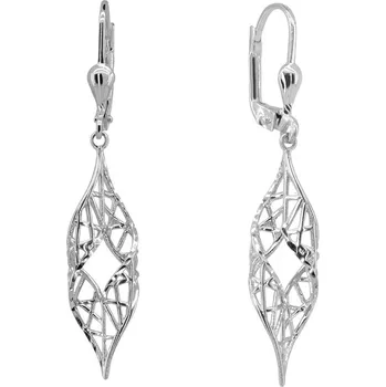 Náušnice Visací náušnice z bílého zlata s jemným děrovaným vzorem, 2.42 g,