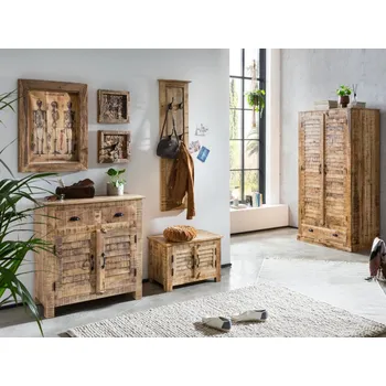 Předsíňová stěna Předsíňový set z masivního mangového dřeva Karibik II