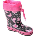 Dívčí holínky WOLF - Y2201A, černá / motýlci Barva: Černá, Velikost: 24