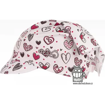 Čepice Funkční šátek Dráče - Emily kšilt 21, bílá, srdíčka Barva: Bílá, Velikost: M 52-54