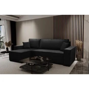 Sedací souprava Rohová rozkládací sedačka Karl - Černá Black 20