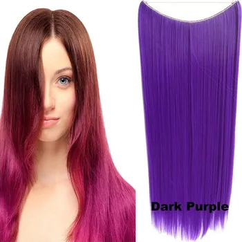 Příčesek Flip in vlasy - 60 cm dlouhý pás vlasů - odstín Dark Purple