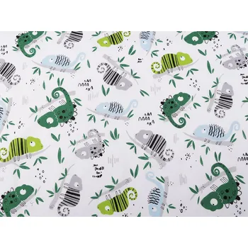 Bavlněná látka / plátno chameleon, barva 3 (572) bílá zelená