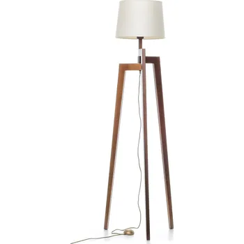 Stojací lampa Light for home - Stojací lampa v barvě ořechu s bílým stínidlem 9660 "Trion", 1x60W, E27, hnědá
