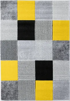 Koberec Breno Alora A1039 žlutý/šedý/černý 80 x 150 cm