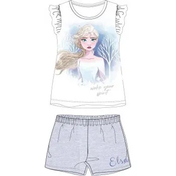 Dívčí pyžamo E plus M - Letní dívčí pyžamo s krátkým rukávem Ledové království Elsa - bílé / 100% bavlna 128