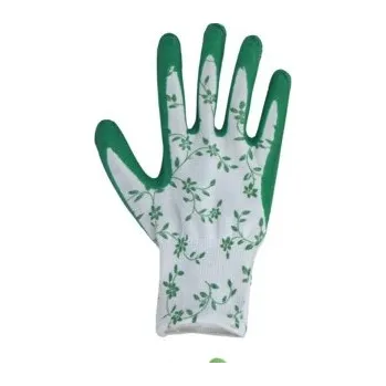 Zahradní dekorace Zahradní rukavice s latexovou vrstvou Dark green flowers L (122172 041 CK9900510 rukavice L tm.zelené)