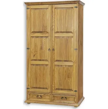 Komoda Masivní šatní skříň CORDOBA Slim SZY101 se šatní tyčí Barevné provedení: Bezbarvý vosk K09