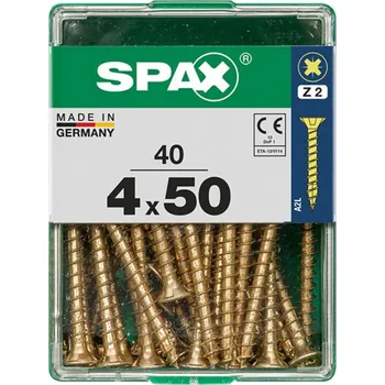 Spojovací materiál SPAX Vrut 4x50, zápustná hlava, PZ, YELLOX, 40 ks (M)