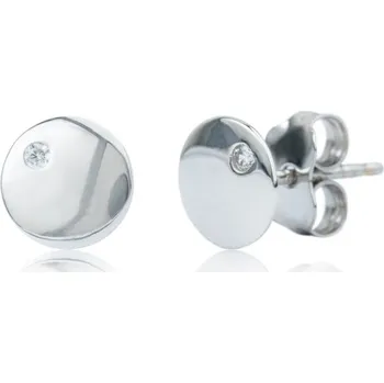 Náušnice Luxur, Minimalistické náušnice Momoa, bílé zlato se zirkony, 1482259-0-0-1