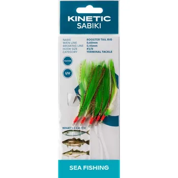 Umělá nástraha Kinetic mořský návazec Sabiki Rooster Tail 2/0 Green / Copper Flash