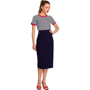 Dámská sukně Sukně s vysokým pasem S297 tmavě modrá - Stylove L