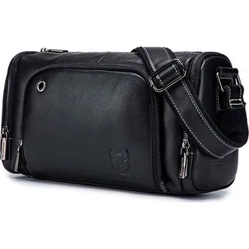 Cestovní taška Bullcaptain pánská kožená Travel taška Ernest Černá BULLCAPTAIN 97k-cube