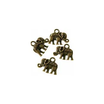 Přívěsek Přívěsek starozlatý slon, 14x12 mm (4 ks)