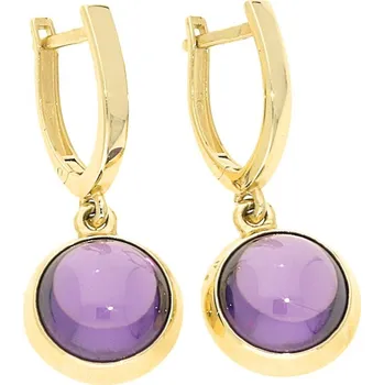 Náušnice Goldstore Zlaté náušnice velký ametyst Váha: 5.80 g