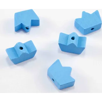 Dětské navlékací korálky Dřevěný korálek na dudlík - korunka - modrá - rozměr 1,5 cm x 1,1 cm