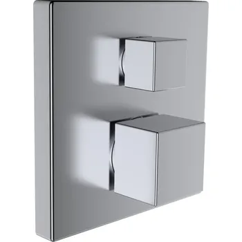 Vodovodní baterie Laufen Quadriga vrchní sada podomítkové vanové termostatické baterie se zavzdušňovacím ventilem, PVD inox kartáčovaná ocel HF901187423000