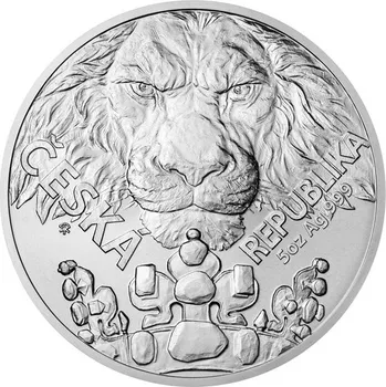 Stříbrná pětiuncová investiční mince Český lev 2023 standard