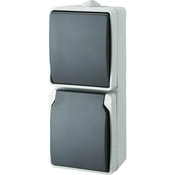 vypínač GAO 9878 spínání ve vlhkých místnostech kombinace vypínač/zásuvka Standard šedá 1 ks