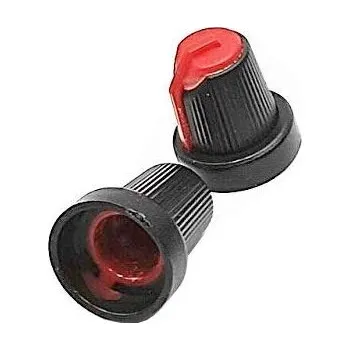 vypínač Přístrojový knoflík 15x17mm, hřídel 6mm černo-červený