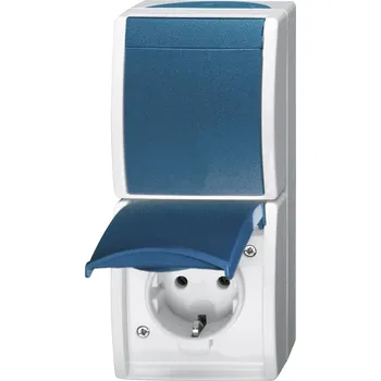 vypínač Busch-Jaeger 2601/6/20 EW-53 spínání ve vlhkých místnostech kombinace vypínač/zásuvka Ocean na omítku modrá, zelená 1 ks