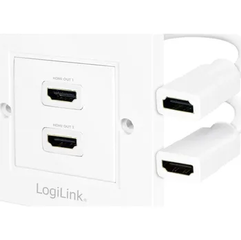 Elektrická zásuvka LogiLink AH0015 HDMI adaptér [1x HDMI zásuvka - 2x HDMI zásuvka] bílá