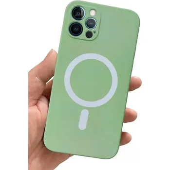 Pouzdro na mobilní telefon Barevný silikonový kryt Magsafe s ochranou fotoaparátu pro iPhone 12 Barva: Světle Zelená, Typ: 2